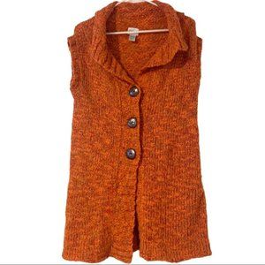 Chico's Orange Button Up Sleeveless Wool Cardigan!